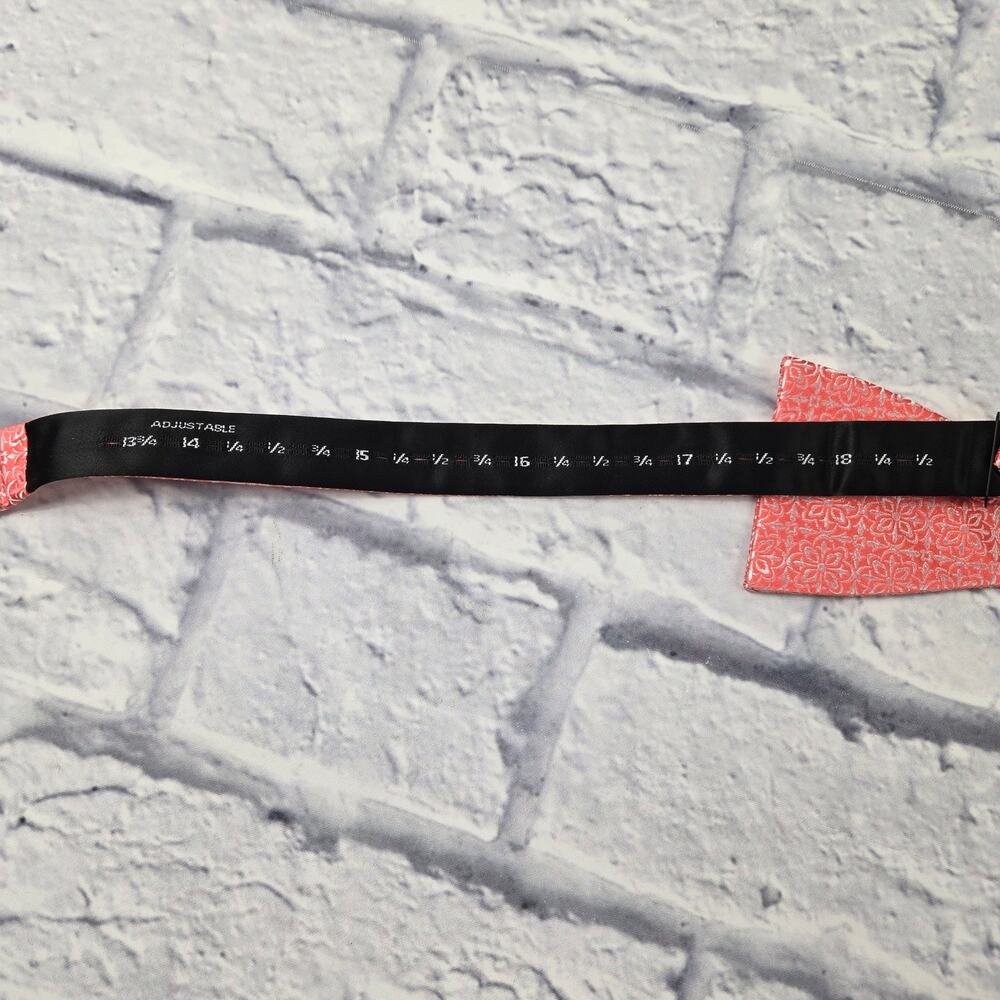 NWT The Tie Bar Opulent Silk Bow Tie Coral Jacquard Formal Wedding - Picture 9 of 10